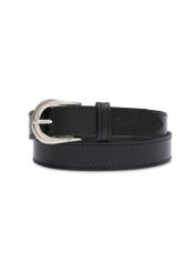 Black leather women's belt PASDS-0303-99(W26), front product view on white background.