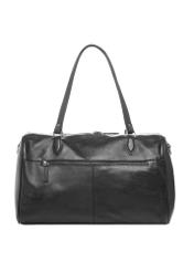 Men's black leather travel bag TORMS-0500-99(W26) - product view from the back, on a white background.