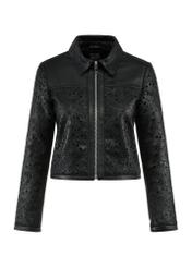 Women's short leather jacket with patterns KURDS-0535-5619(W25)-05