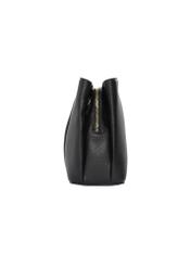 Black women's handbag made of imitation leather TOREC-1261-9I(Z26), side view of the product on a white background.