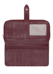 Burgundy large women's wallet POREC-0444-4D(Z26) - product view from above, on a white background.