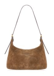 Women's suede handbag in camel color TORES-1303-1D(W26), product view from the back on a white background.
