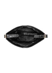 Black leather handbag with a crocodile-effect finish, model TORES-1417-9G(Z26); view of the interior on a white background.