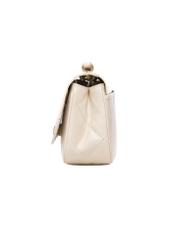 Cream patent leather women's handbag TORES-1297-0B(W26), side view of the product on a light background.