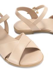 Beige women's leather sandals BUTYD-1259-1B(W26)