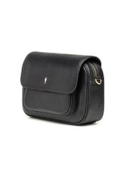 Black leather women's messenger bag TORES-1274-9I(W26), diagonal product view on a white background.
