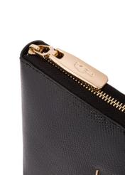 Black medium women's leather wallet PORES-0931A-99(Z25), close-up of the product detail on a white background.