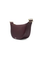 Burgundy semi-circular women's handbag TORES-1350-4D(Z26). Side view, diagonal, on a white background.