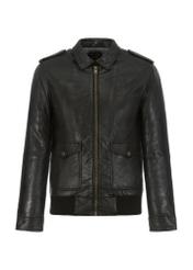 Men's leather jacket with collar KURMS-0290-1281(W23)-04