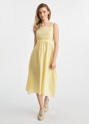 Linen dress in yellow SUKDT-0217-21(W25)-01
