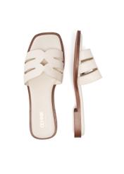 Women's cream leather flip-flops BUTYD-1224-0B(W26)