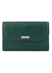 Medium dark green women's leather wallet PORES-1030-8C(Z26), front product view on white background.