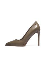 Women's dark beige leather high heels BUTYD-1217-1K(Z26), side view of the product on a white background.