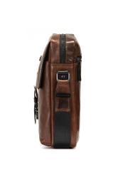 Men's brown leather bag TORMS-0104-1H(W26), side product view on white background.