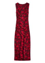 Burgundy floral viscose dress SUKDT-0245-49(Z25), product view from the front on a white background.