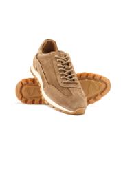 Men's suede shoes in cool beige color BUTYM-0542-1K(W26), diagonal product view on a white background.