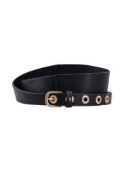 Black leather women's belt PASDS-0350-99(Z26), front product view on white background.