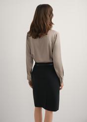 Women's cool beige shirt KOSDT-0155-1K(W26), back view of the product on the model. Half of the silhouette visible.