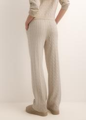 Light beige women's trousers SPODT-0131-1A(Z26), rear view on a model. Half-body shot.