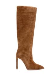 Cognac suede women's boots BUTYD-1208-1F(Z26), product view from the side on a white background.