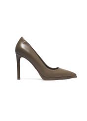 Women's dark beige leather high heels BUTYD-1217-1K(Z26), side view of the product on a white background.