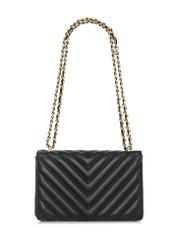 Black quilted women's handbag TOREC-0528D-99(Z25) - product view from the back on a white background.