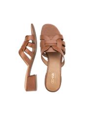 Women's leather mules on a block heel BUTYD-1265-1F(W26), product view from above on a white background.