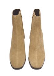 Women's suede ankle boots in beige BUTYD-1304-1B(Z26). Front view on a white background.