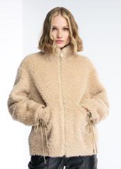 Women's wool fur coat with stand-up collar FUTDW-0017-81(Z22)-04