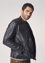 Men's leather jacket with a delicate collar KURMS-0246-5369(Z21)-02