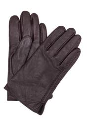 Brown men's leather gloves REKMS-0001A-90(Z25), product view from the front on a white background.
