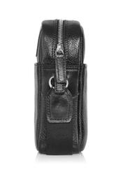 Black leather men's pouch with logo TORMS-0296A-99(Z25) - side view of the product on a white background.