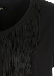 Black women's blouse with fringe BLUDT-0145-99(W22)-04