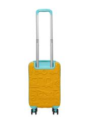 Small orange suitcase on wheels WALAB-0087-3B-18(W26), product view from the back on a white background.