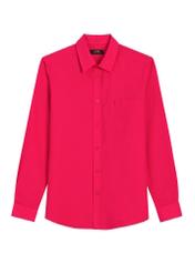 Men's fuchsia linen blend shirt KOSMT-0379-5E(W26), front product view on white background.