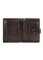 Brown leather small men's wallet PORMS-0653-89(W25) - product view from above on white background.