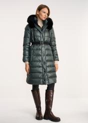 Women's down jacket with belt KURDT-0378-54(Z22)-02