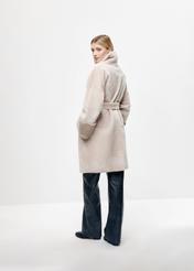 Beige leather double-sided women's sheepskin coat KOZDS-0081-5488(Z24)