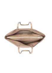 Beige pebbled shopper bag TOREC-1252-1B(Z26), product view inside on a light background.