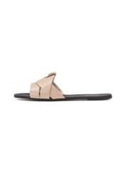 Beige women's flip-flops with braid BUTYD-0903C-1B(W26), side view of the product on a white background.