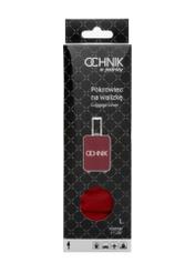 Red cover for a large suitcase with the AW-013-0002-4B-L(W26) logo, front view of the product in the packaging.