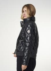 Women's leather jacket with high collar KURDS-0335-5339(Z21)-06