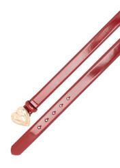 Leather belt with heart buckle PASDS-0337-4B(W26), top view of the product on a white background.