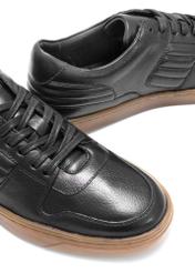 Black men's leather shoes BUTYM-0505-99(Z25), close-up of the product detail on a white background.