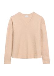 Beige women's wool sweater SWEDT-0215-81(Z25), front product view on white background.