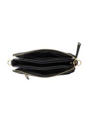 Black women's handbag with monogram TOREC-1293-9P(Z26), product view from above on a white background.