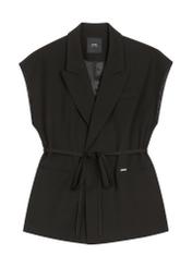 Black oversize women's suit vest KAMDT-0039-99(Z26), front product view on white background.