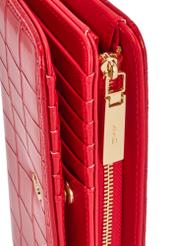 Small red women's croco wallet POREC-0352A-42(Z25), close-up of the product zipper, view on a white background.