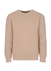 Beige cotton men's sweater with logo SWEMT-0135-80(Z23)-04