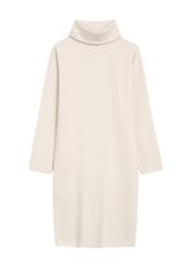 Beige turtleneck dress SUKDT-0206A-80(Z25), front product view on white background.